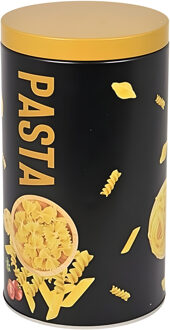 Excellent Houseware Pasta / spaghetti bewaarblik - zwart - metaal - Italiaans - 11 x 19 cm