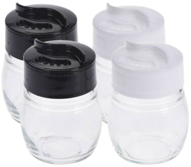 Excellent Houseware Peper en zout stel - 2x set - set - 5 x 7 cm - glas - strooiers - zoutvaatje - pepervaatje