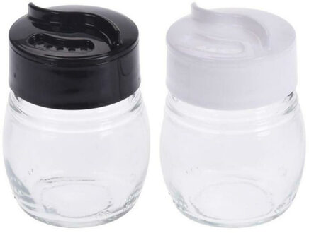 Excellent Houseware Peper en zout stel - set - 5 x 7 cm - glas - strooiers - zoutvaatje - pepervaatje