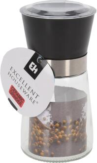 Excellent Houseware Peper/zoutmolen glas Ø6,5xH12,5cm transparant
