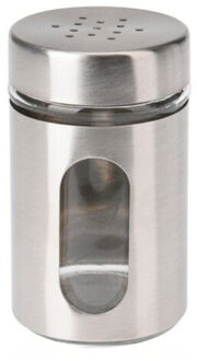 Excellent Houseware Peper / Zoutstrooier - glas - zilver - 94 ml - Kruidenstrooier - Specerijen pot