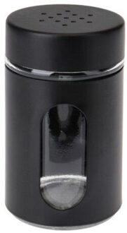 Excellent Houseware Peper / Zoutstrooier - glas - zwart - 94 ml - Kruidenstrooier - Specerijen potj