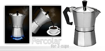 Excellent Houseware Percolator 3 Kops Zilverkleurig