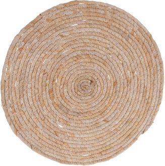 Excellent Houseware Placemats - 1x - rond - riet - gevlochten - rotan - 38 cm