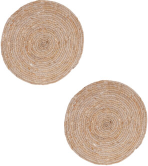 Excellent Houseware Placemats - 4x - rond - riet - gevlochten - rotan - 38 cm