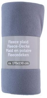 Excellent Houseware Polyester fleece deken/dekentje/plaid 170 x 130 cm korenblauw - Plaids