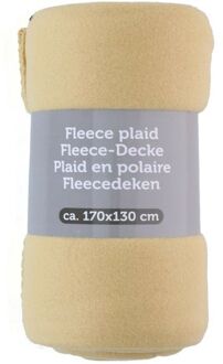 Excellent Houseware Polyester fleece deken/dekentje/plaid 170 x 130 cm licht geel - Plaids
