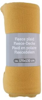 Excellent Houseware Polyester fleece deken/dekentje/plaid 170 x 130 cm mosterd geel - Plaids