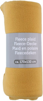 Excellent Houseware Polyester fleece deken/dekentje/plaid 170 x 130 cm mosterd geel
