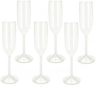 Excellent Houseware Prosecco/Champagneglazen - 10x - transparant - kunststof - 165 ml