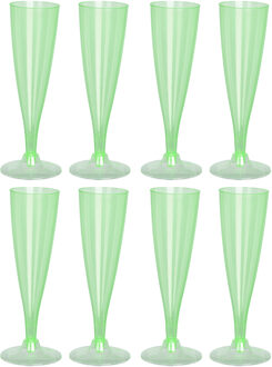 Excellent Houseware Prosecco/champagneglazen - 16x - groen - kunststof - 130 ml - herbruikbaar
