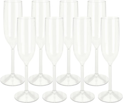 Excellent Houseware Prosecco/Champagneglazen - 25x - transparant - kunststof - 165 ml