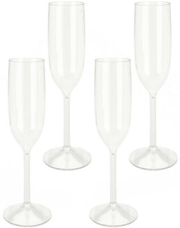 Excellent Houseware Prosecco/Champagneglazen - 4x - transparant - kunststof - 165 ml