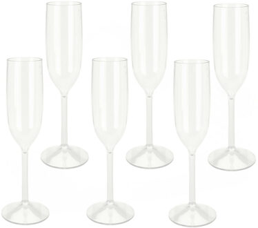 Excellent Houseware Prosecco/Champagneglazen - 6x - transparant - kunststof - 165 ml