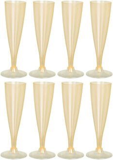 Excellent Houseware Prosecco/champagneglazen - 8x - geel - kunststof - 130 ml - herbruikbaar