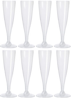 Excellent Houseware Prosecco/champagneglazen - 8x - transparant - kunststof - 130 ml - herbruikbaar