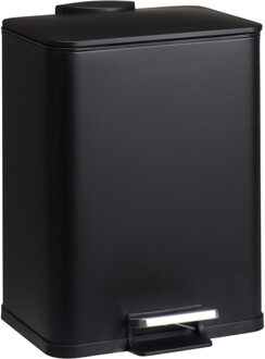 Excellent Houseware Prullenbak/pedaalemmer - zwart - metaal - 20 liter - 33 x 21 x 44 cm