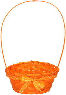 Excellent Houseware Rieten mandje met hengsel - oranje - 39cm - Paaseieren mandje