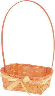 Excellent Houseware Rieten mandje oranje vierkant met hengsel 39 cm