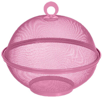 Excellent Houseware Roze voedselkap/vliegenkap 2-laags metaal 25 cm