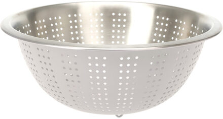 Excellent Houseware RVS keuken vergiet/zeef - afgieten etenswaren - creme wit - 27 x 12.5 cm