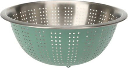 Excellent Houseware RVS keuken vergiet/zeef - afgieten etenswaren - mintgroen - 27 x 12.5 cm - Vergieten