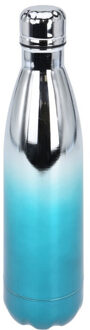 Excellent Houseware RVS thermosfles / isoleerfles voor onderweg 500 ml metallic turquoise - Thermosflessen Blauw