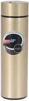 Excellent Houseware RVS warmhoud thermofles / isoleerfles voor onderweg metallic goud 450 ml