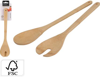 Excellent Houseware Saladebestekset 2-delig bruin