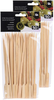 Excellent Houseware Sate prikkers/stokjes - 100 stuks - bamboe hout - 20 cm
