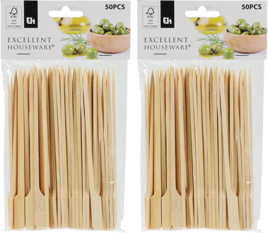 Excellent Houseware Sate prikkers/stokjes - 100x - bamboe - 15 cm