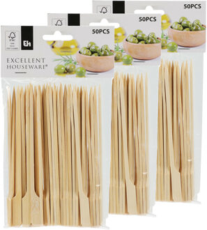Excellent Houseware Sate prikkers/stokjes - 150x - bamboe - 15 cm