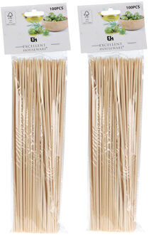 Excellent Houseware Sateprikkers - 200x - bamboe hout - 25 cm - spiezen - satestokjes
