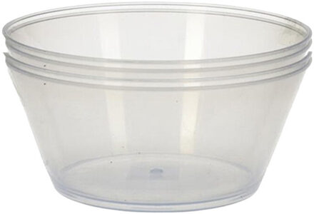 Excellent Houseware Schaal/kom - 4x - transparant - kunststof - 15 x 7.5 cm - campingservies