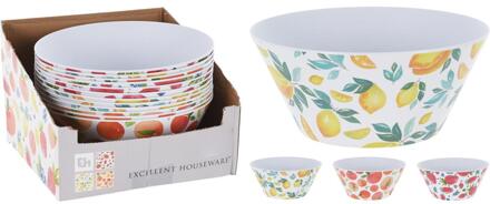 Excellent Houseware Schaal melamine fruitprint 3500ml Ø25cm Multikleur