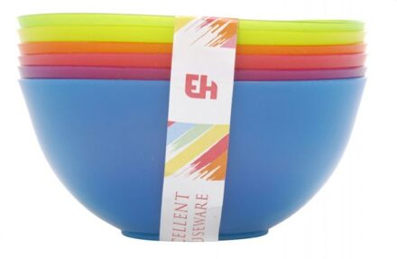 Excellent Houseware Schalenset 6 delig kunststof Multikleur