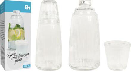 Excellent Houseware Schenkkan met drinkglas 1L transparant
