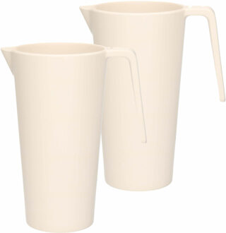 Excellent Houseware Schenkkan/waterkan - 2x - creme wit - 1500 ML - melamine - D10 x H21 cm