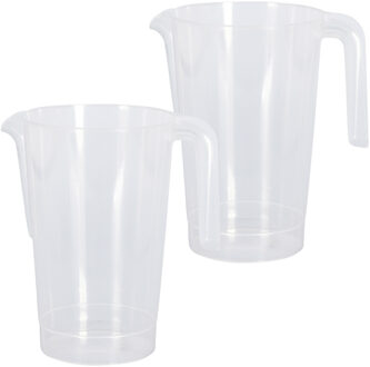 Excellent Houseware Schenkkan/waterkan - 2x - transparant - 1500 ML - kunststof - 20 x 18 x 20,5 cm