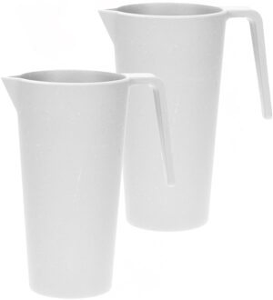 Excellent Houseware Schenkkan/waterkan - 2x - wit - 1500 ML - melamine - D10 x H21 cm