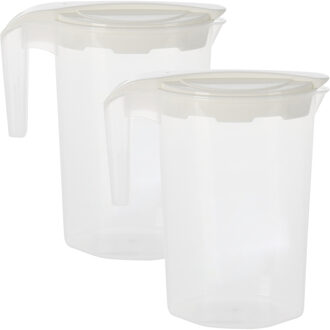 Excellent Houseware Schenkkan/waterkan - 2x - wit - 1750 ML - kunststof - 22 x 10 x 22 cm