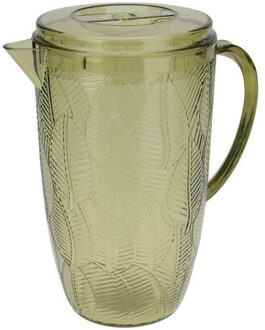 Excellent Houseware Schenkkan/waterkan - groen - 2500 ML - kunststof - D14 x H21 cm - Schenkkannen Transparant