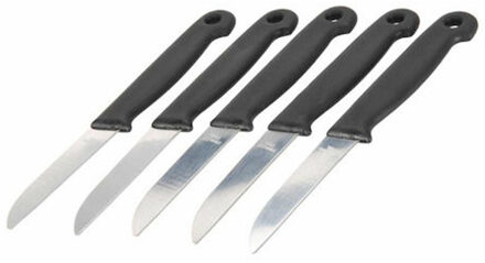 Excellent Houseware Schilmessen - 10x - zwart - keukenmesjes - RVS - 16 cm