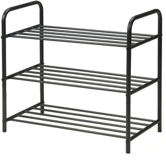 Excellent Houseware Schoenenrek - zwart - metaal - 3-laags - 58 cm