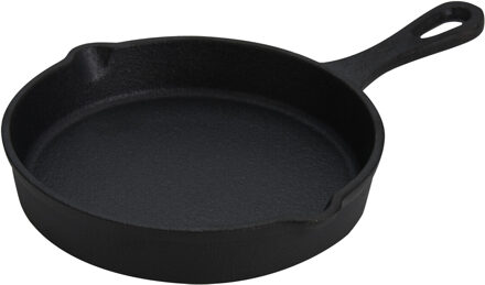 Excellent Houseware Serveerpannetje - met steel - D14 cm - gietijzer - rond - pan - tapas pannetje
