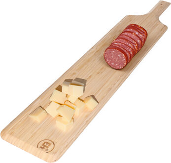 Excellent Houseware Serveerplank/amuse/tapas hapjes plank - 75 x 14 x 1,5 cm - bamboe hout - borrelplank - rustiek