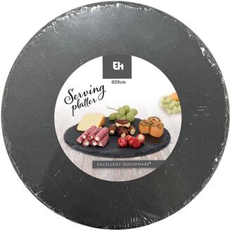 Excellent Houseware Serveerplateau leisteen Ø28cm zwart