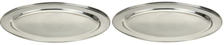 Excellent Houseware serveerschaal/barbecueschaal - 2x - 35 x 21 cm - RVS