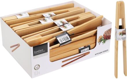 Excellent Houseware Serveertang bamboe 24cm bruin