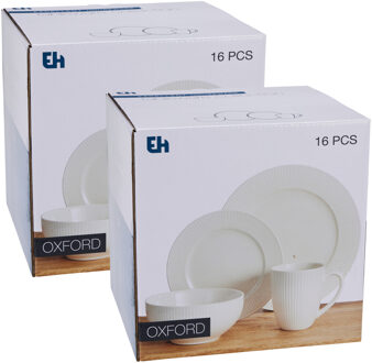 Excellent Houseware Servies set Oxford - 32-delig - wit - porselein - dinerservies - tafelservies - 8 personen